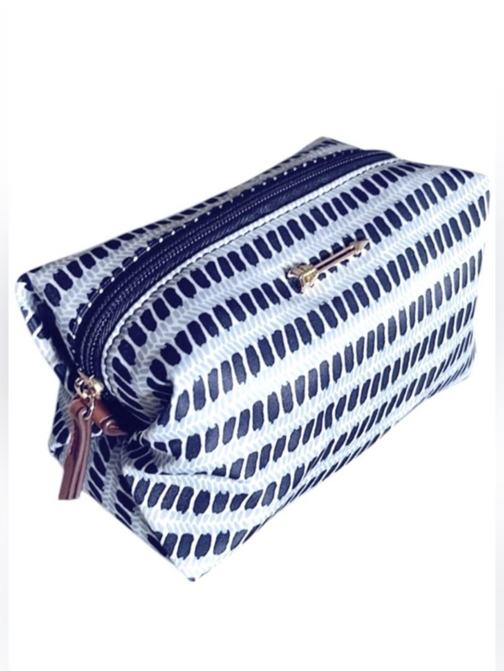 Your Adventure Awaits Makeup Cosmetic Pouch in Blue and White
